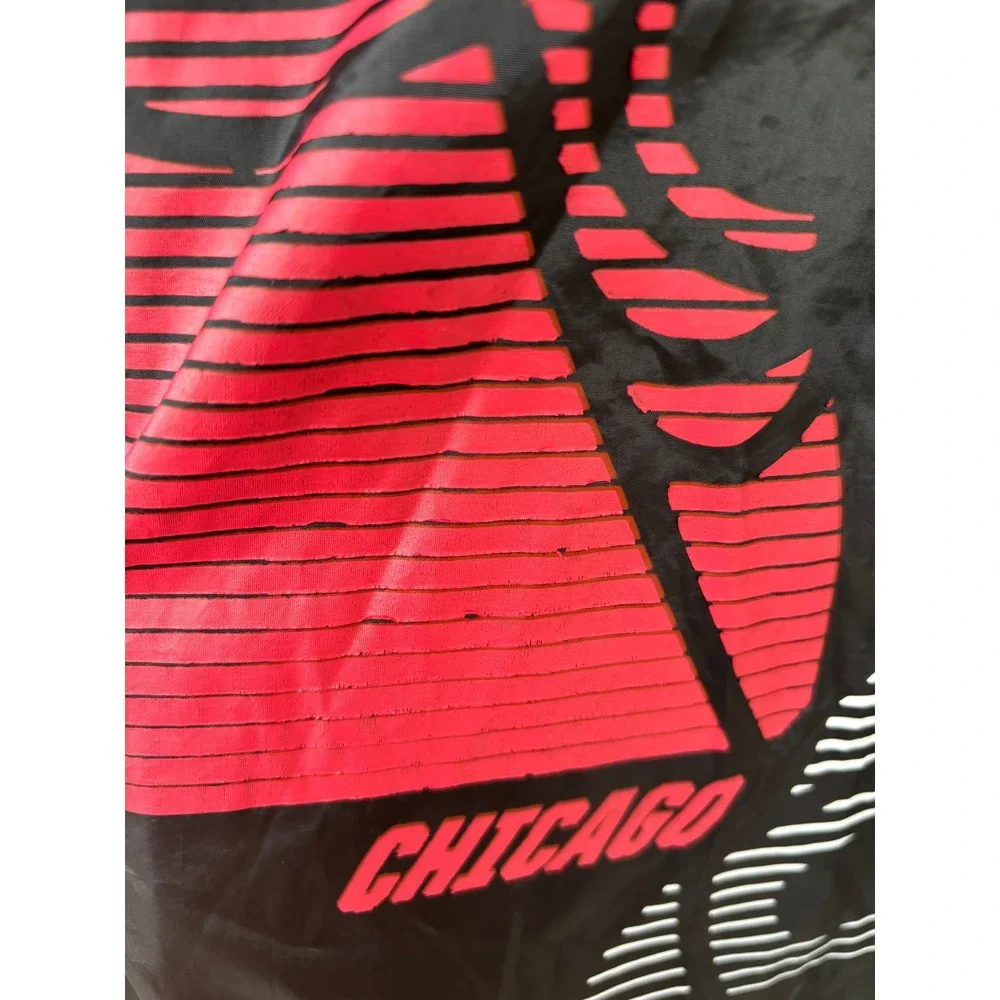 NBA‎ Chicago Bulls Quarter Zip Hooded Windbreaker Jacket Black Red Mens Medium